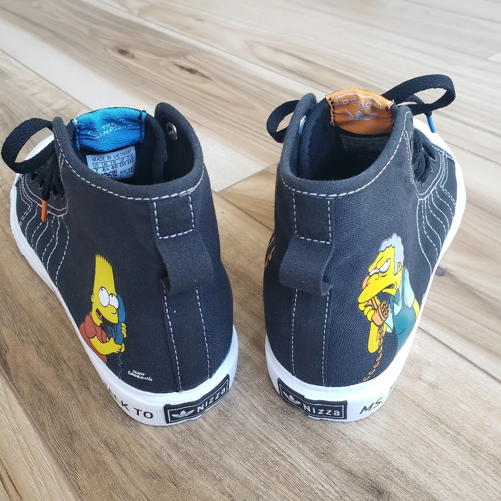 4Y Adidas The Simpsons Nizza Hi RF Junior Pranks On Moe Bart Fan Hi Top Sneakers